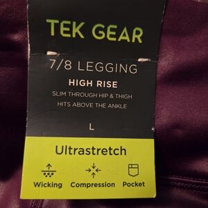 Tek Gear Dark Purple Faux Leather High Rise Leggings NWT